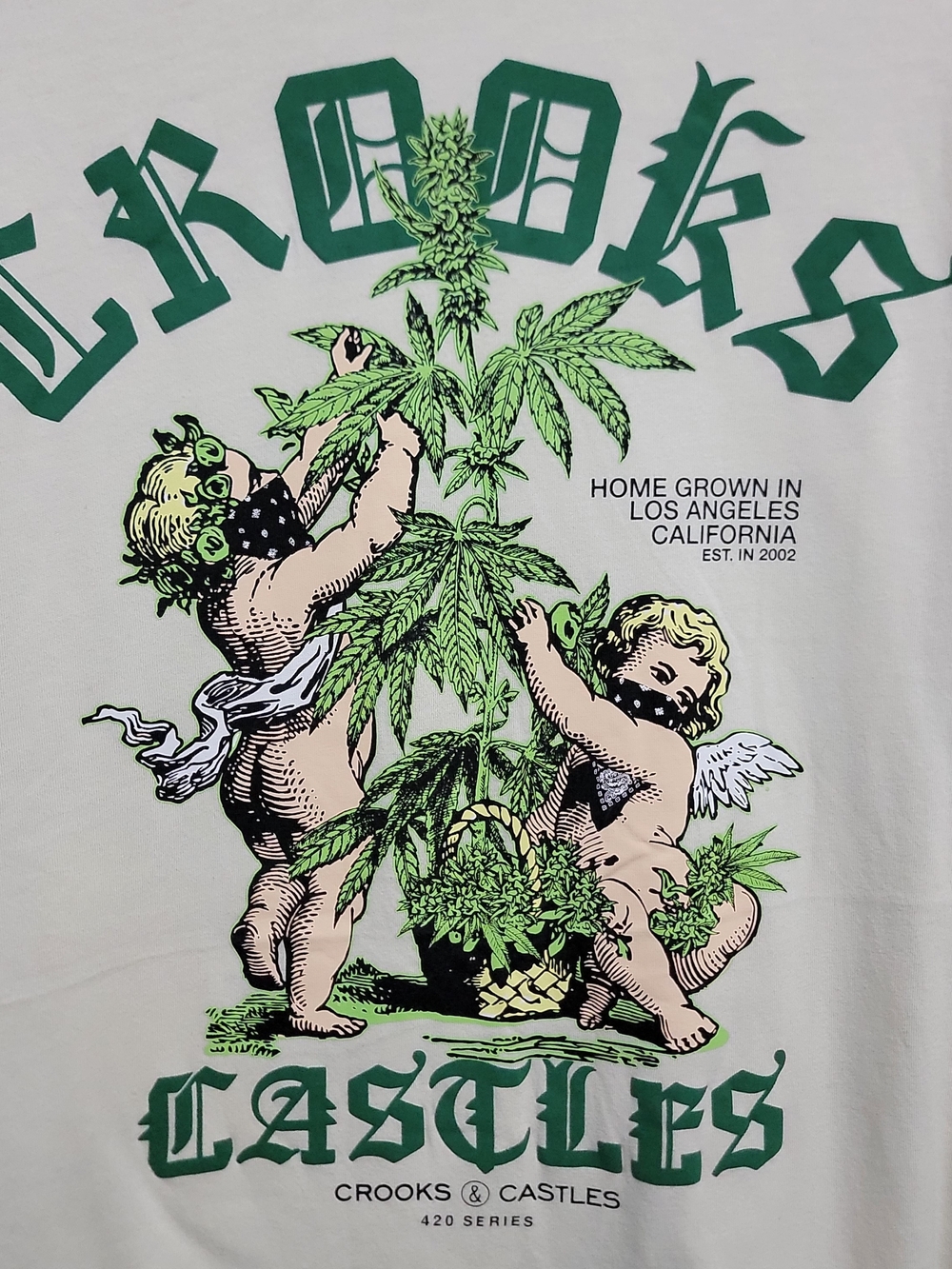 Officially Licensed Crooks And Castles Home Grown Short Sleeve Tee 420 Series- L